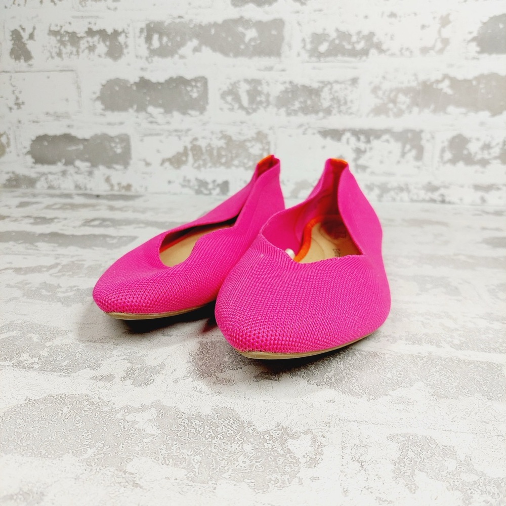 NEW Falls Creek Phoebe Pink Knit Pointed Toe Slip On Balletcore Flats F672 - Picture 2 of 11